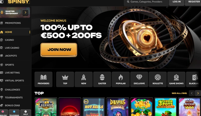 Spinsy Homepage